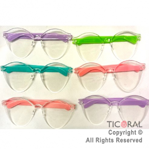 ANTEOJO TIPO RAYBAN REDONDOS TRANSPARENTES MARCO COLORES x 12